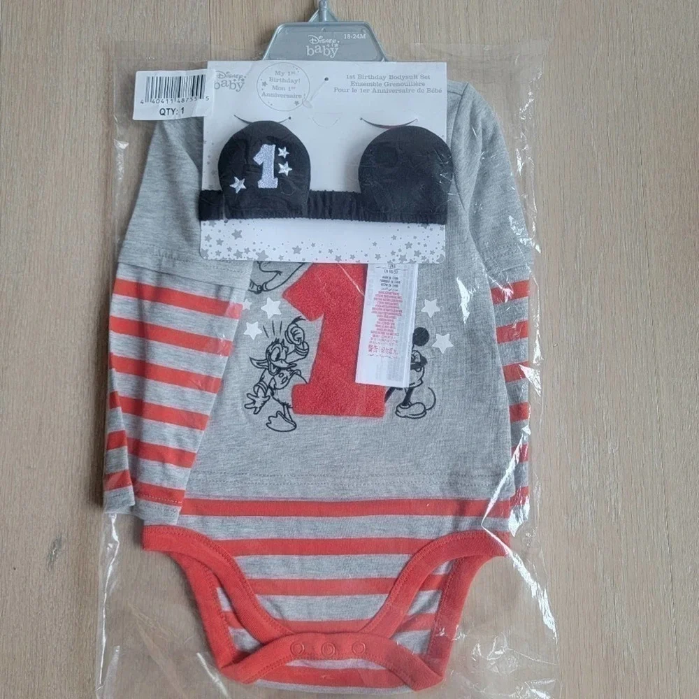 🛑 2 / $40 Sale! DISNEY Mickey Mouse My 1st Birthday Outfit NWT 18- 24 months